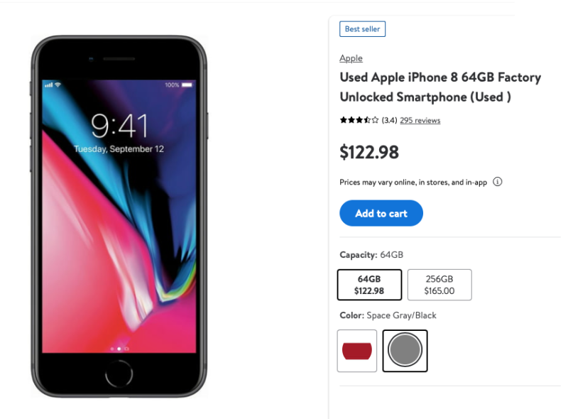 Used iPhone 8 from Walmart